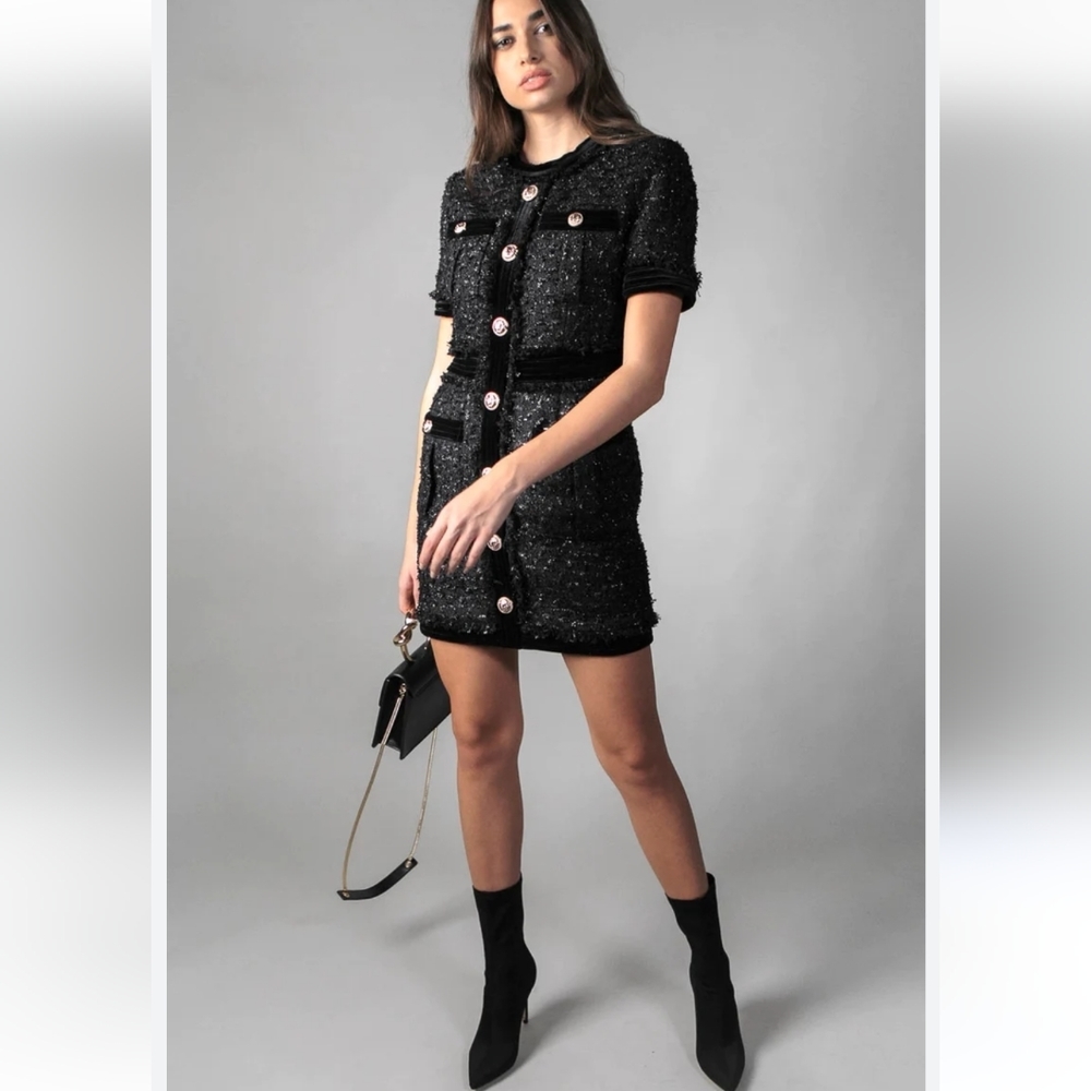 Elegant Black Mini Dress - Picture 2 of 9